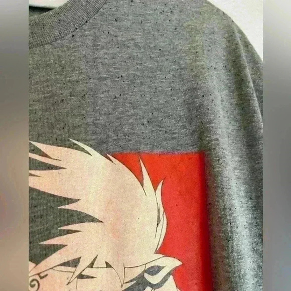 Rare! 2002 Naruto Shippuden Kakashi Textured Grey Graphic Crew Neck Tee Men's XL - Picture 3 of 4